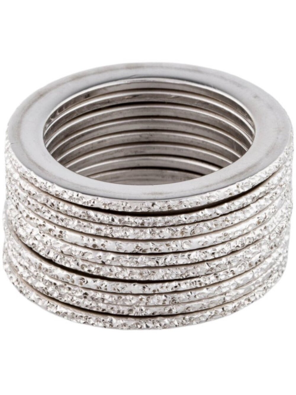 PIANEGONDA STERLING SILVER 925 TEXTURED STACK BAND RINGS